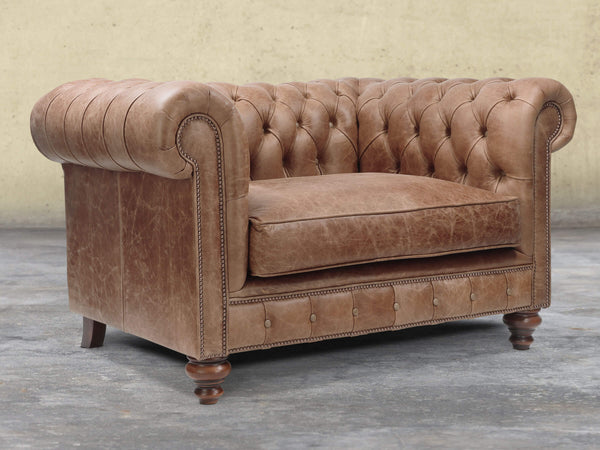 Arthur Chesterfield Snuggler In Brown Vintage Leather