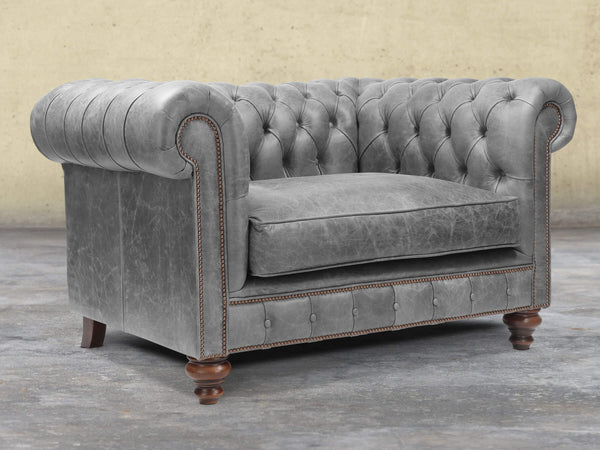 Arthur Chesterfield Snuggler In Grey Vintage Leather