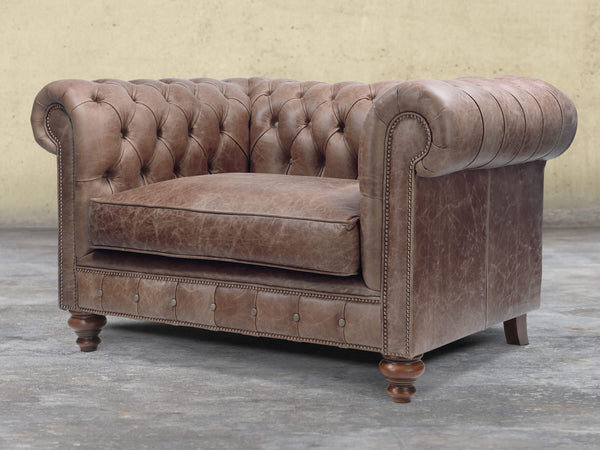 Arthur Chesterfield Snuggler In Hickory Vintage Leather