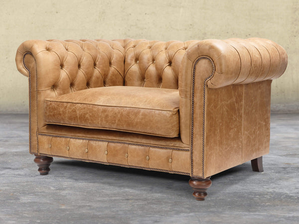 Arthur Chesterfield Snuggler In Tan Vintage Leather