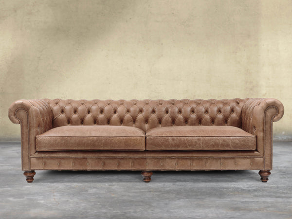 Arthur Extra Large Chesterfield Sofa In Brown Vintage Leather