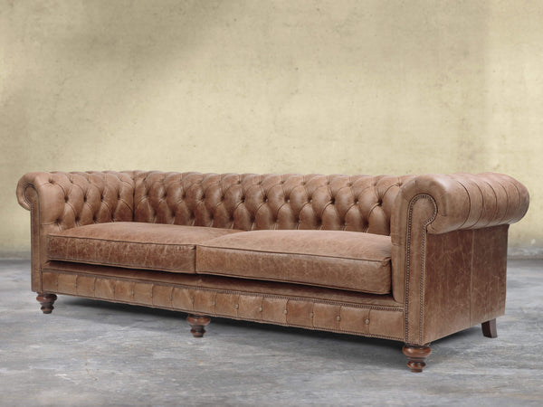 Arthur Extra Large Chesterfield Sofa In Brown Vintage Leather