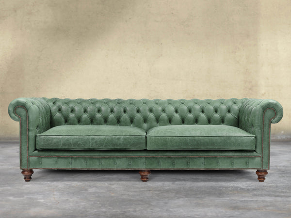 Arthur Extra Large Chesterfield Sofa In Green Vintage Leather