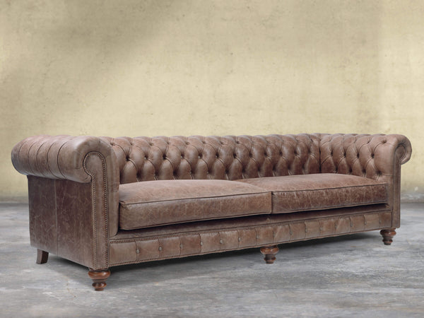 Arthur Extra Large Chesterfield Sofa In Hickory Vintage Leather