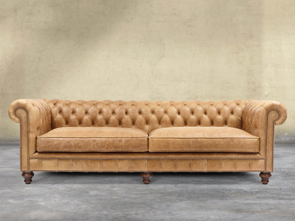 Arthur Extra Large Chesterfield Sofa In Tan Vintage Leather