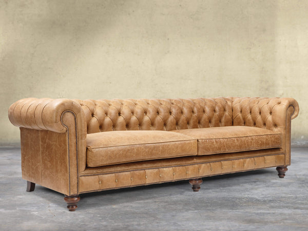 Arthur Extra Large Chesterfield Sofa In Tan Vintage Leather