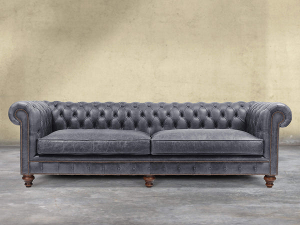 Arthur Extra Large Chesterfield Sofa In Thunder Vintage Leather