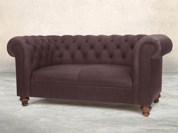 Claudia 2 Seat Chesterfield Sofa In Chocolate Chip Soft 'n' Easy Leather