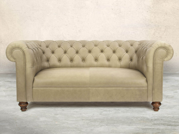 Claudia 3 Seat Chesterfield Sofa In Oyster Soft 'n' Easy Leather