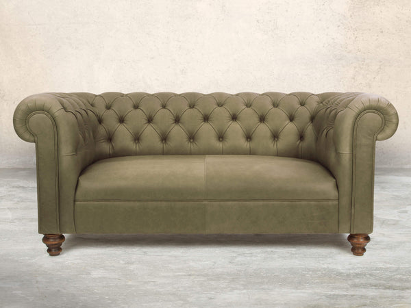 Claudia 3 Seat Chesterfield Sofa In Sage Soft 'n' Easy Leather