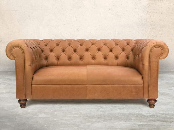 Claudia 3 Seat Chesterfield Sofa In Tawny Soft 'n' Easy Leather