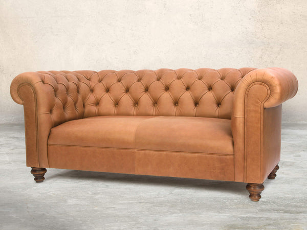 Claudia 3 Seat Chesterfield Sofa In Tawny Soft 'n' Easy Leather