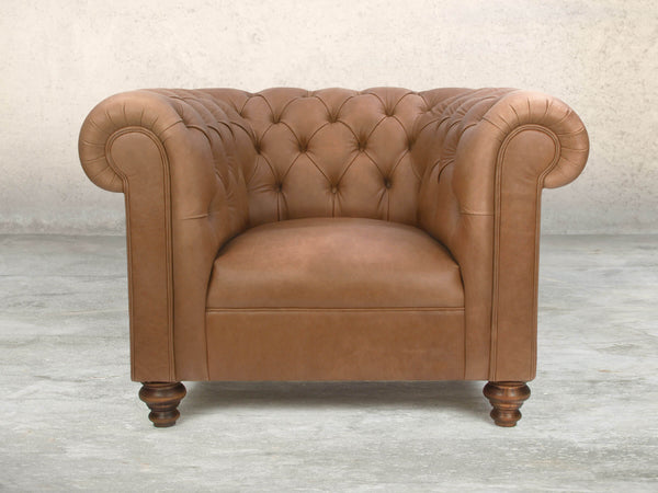 Claudia Chesterfield Chair In Camel Soft 'n' Easy Leather