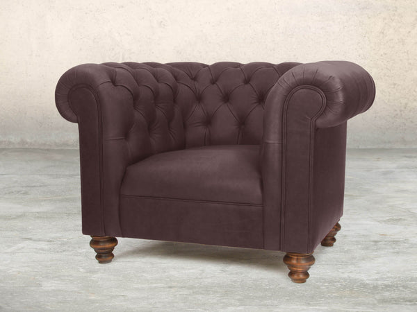 Claudia Chesterfield Chair In Chocolate Chip Soft 'n' Easy Leather