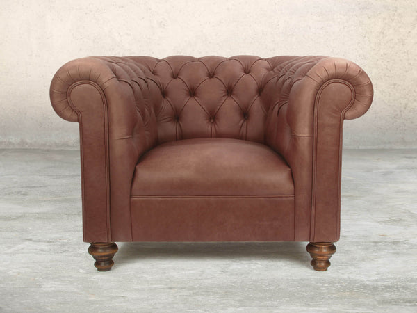 Claudia Chesterfield Chair In Redwood Soft 'n' Easy Leather