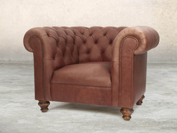 Claudia Chesterfield Chair In Redwood Soft 'n' Easy Leather