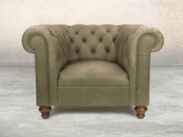 Claudia Chesterfield Chair In Sage Soft 'n' Easy Leather