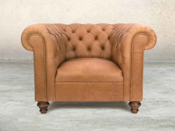 Claudia Chesterfield Chair In Tawny Soft 'n' Easy Leather