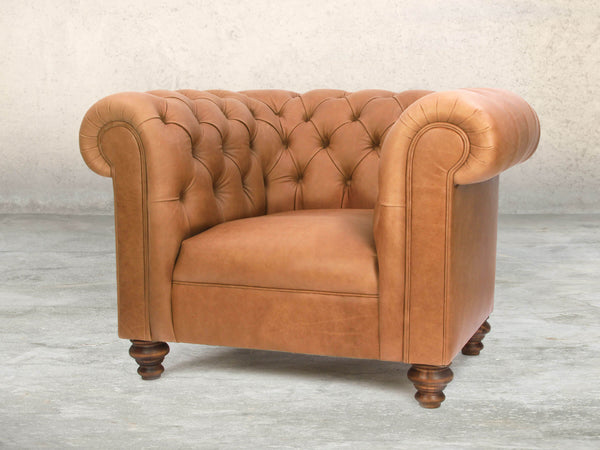 Claudia Chesterfield Chair In Tawny Soft 'n' Easy Leather