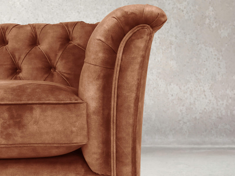 Darcy 2 Seat Chesterfield Sofa In Burnt Umber Vintage Velvet