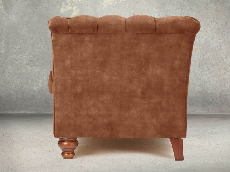 Darcy 2 Seat Chesterfield Sofa In Burnt Umber Vintage Velvet