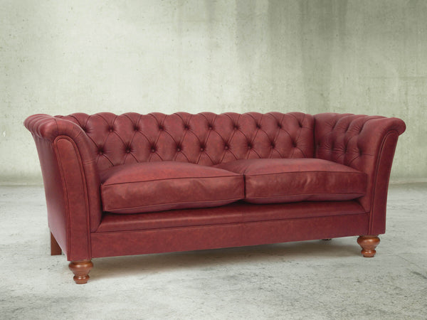 Darcy 2 Seat Chesterfield Sofa In Cardinal Ol' School Leather