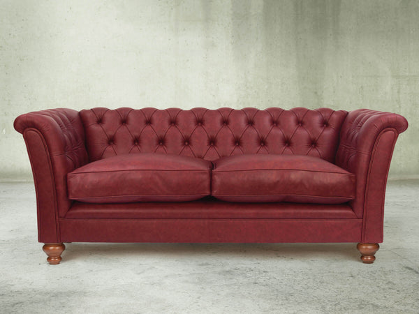 Darcy 2 Seat Chesterfield Sofa In Cardinal Ol' School Leather