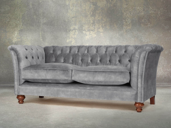 Darcy 2 Seat Chesterfield Sofa In Dove Vintage Velvet