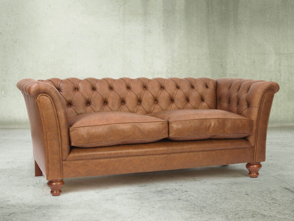 Darcy 2 Seat Chesterfield Sofa In Gingerbread Ol' School Leather