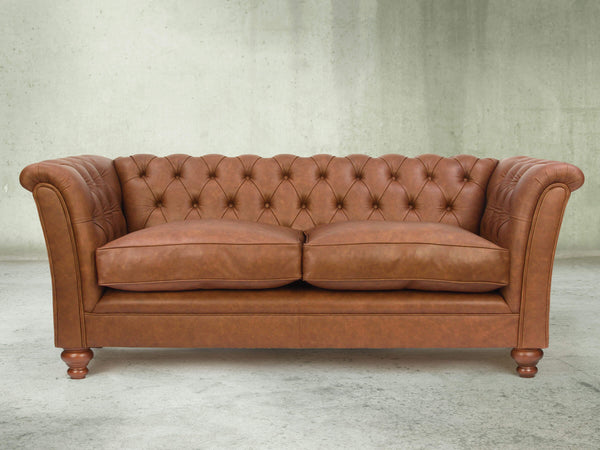 Darcy 2 Seat Chesterfield Sofa In Gingerbread Ol' School Leather