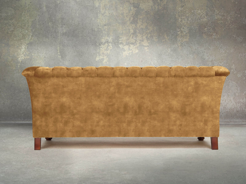 Darcy 2 Seat Chesterfield Sofa In Gold Vintage Velvet