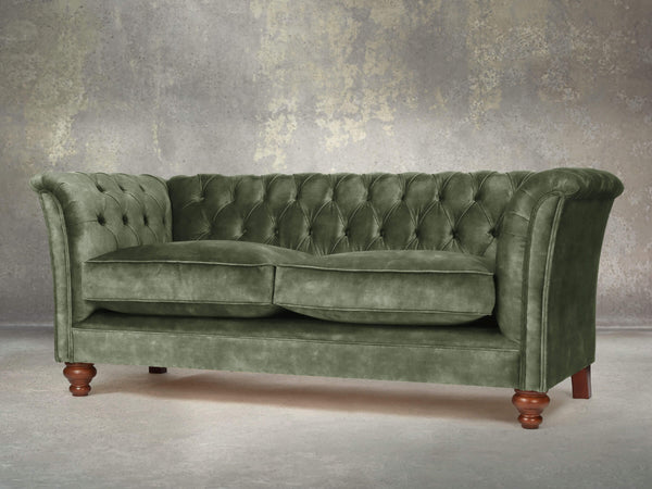 Darcy 2 Seat Chesterfield Sofa In Jade Vintage Velvet