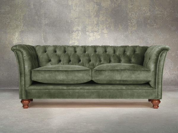 Darcy 2 Seat Chesterfield Sofa In Jade Vintage Velvet