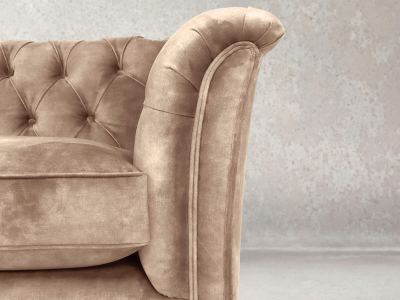 Darcy 2 Seat Chesterfield Sofa In Mocha Vintage Velvet