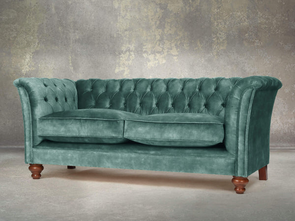 Darcy 2 Seat Chesterfield Sofa In Ocean Storm Vintage Velvet