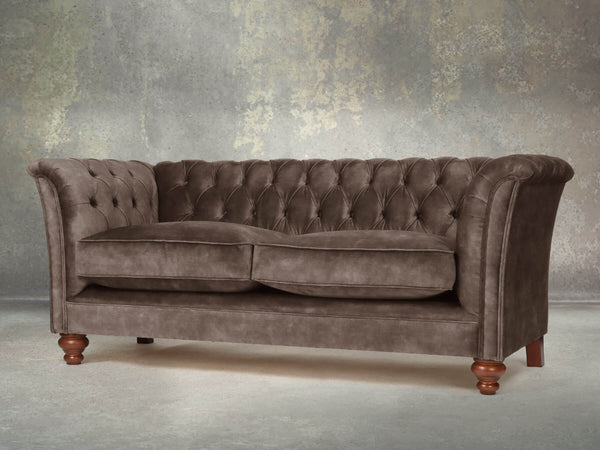 Darcy 2 Seat Chesterfield Sofa In Otter Vintage Velvet