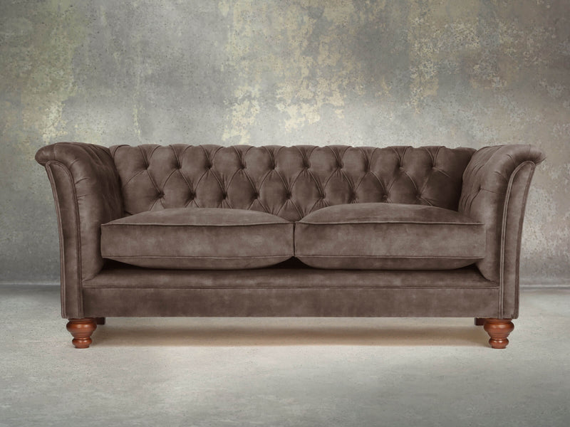 Darcy 2 Seat Chesterfield Sofa In Otter Vintage Velvet