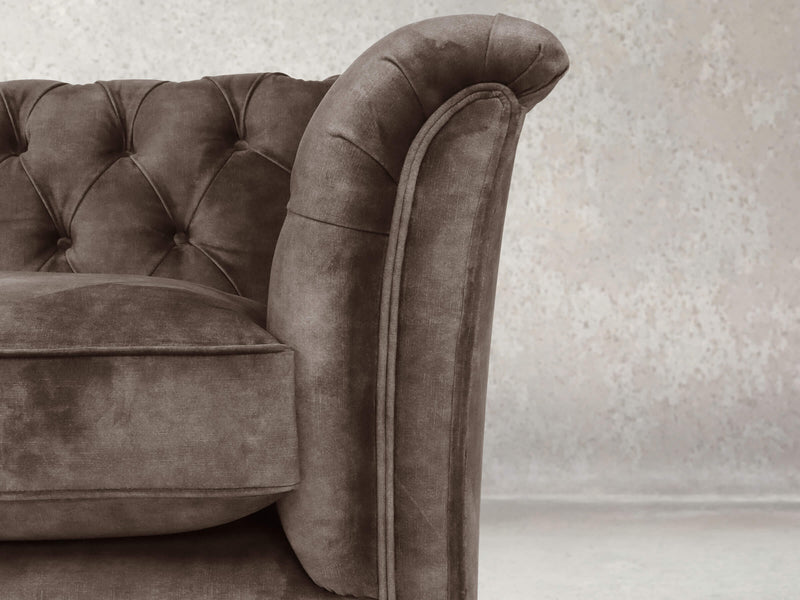 Darcy 2 Seat Chesterfield Sofa In Otter Vintage Velvet