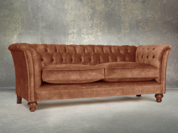 Darcy 3 Seat Chesterfield Sofa In Burnt Umber Vintage Velvet