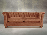 Darcy 3 Seat Chesterfield Sofa In Burnt Umber Vintage Velvet