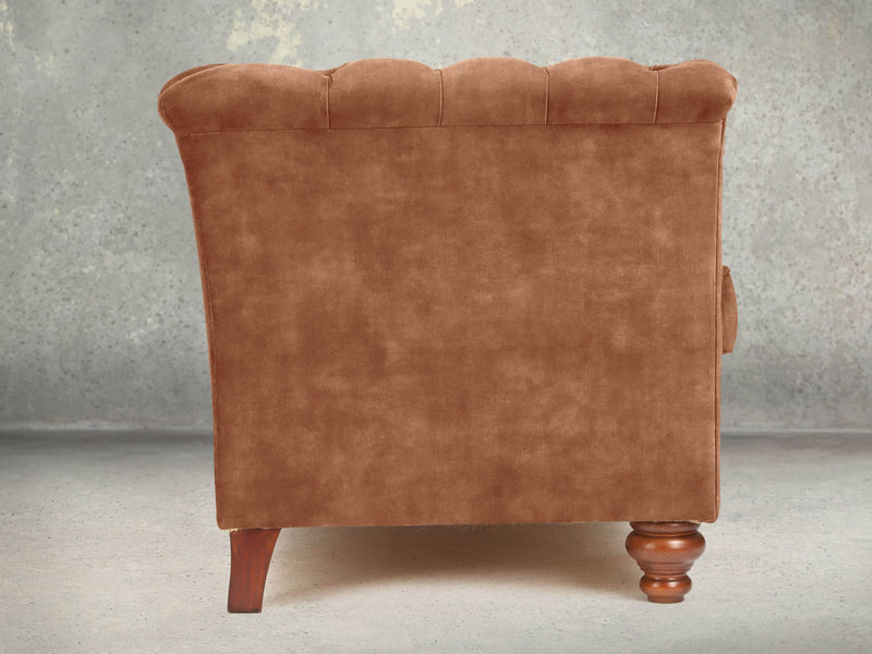 Darcy 3 Seat Chesterfield Sofa In Burnt Umber Vintage Velvet