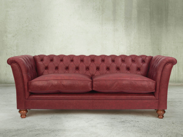 Darcy 3 Seat Chesterfield Sofa In Cardinal Ol' School Leather