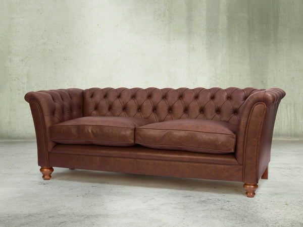 Darcy 3 Seat Chesterfield Sofa In Conker Ol' School Leather