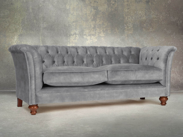 Darcy 3 Seat Chesterfield Sofa In Dove Vintage Velvet