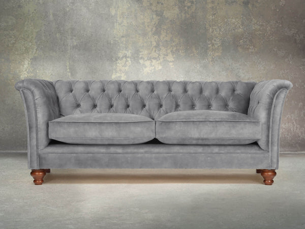 Darcy 3 Seat Chesterfield Sofa In Dove Vintage Velvet