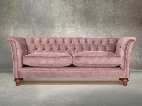 Darcy 3 Seat Chesterfield Sofa In Dusky Pink Vintage Velvet