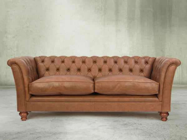 Darcy 3 Seat Chesterfield Sofa In Gingerbread Ol' School Leather