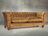 Darcy 3 Seat Chesterfield Sofa In Gold Vintage Velvet