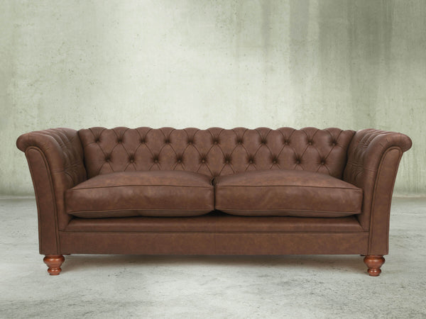 Darcy 3 Seat Chesterfield Sofa In Hazelwood Ol' School Leather