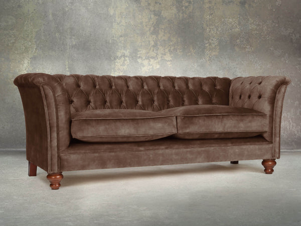 Darcy 3 Seat Chesterfield Sofa In Hickory Vintage Velvet